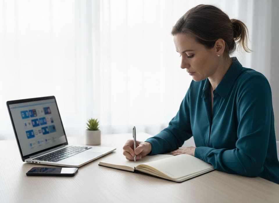Business owner preparing a short handover list