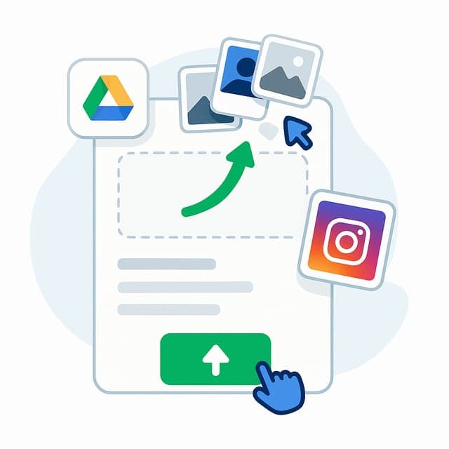 Your VA drops a few product photos from Google Drive, or a competitor's Instagram post, into the intake form. That is the only manual input.