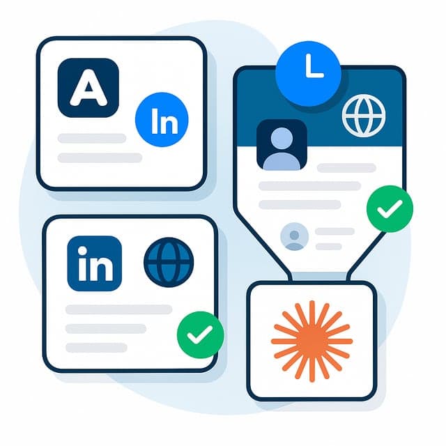 A scheduled Apify job searches LinkedIn and the web for people who match your ideal client, and Claude qualifies each one against your criteria.