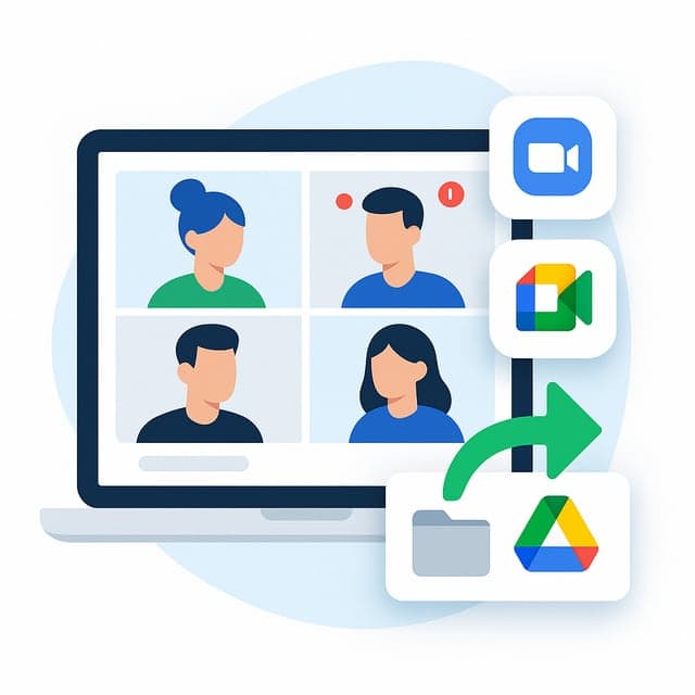 Record the call in Zoom or Google Meet. The recording lands in a shared Drive folder and the workflow picks it up.