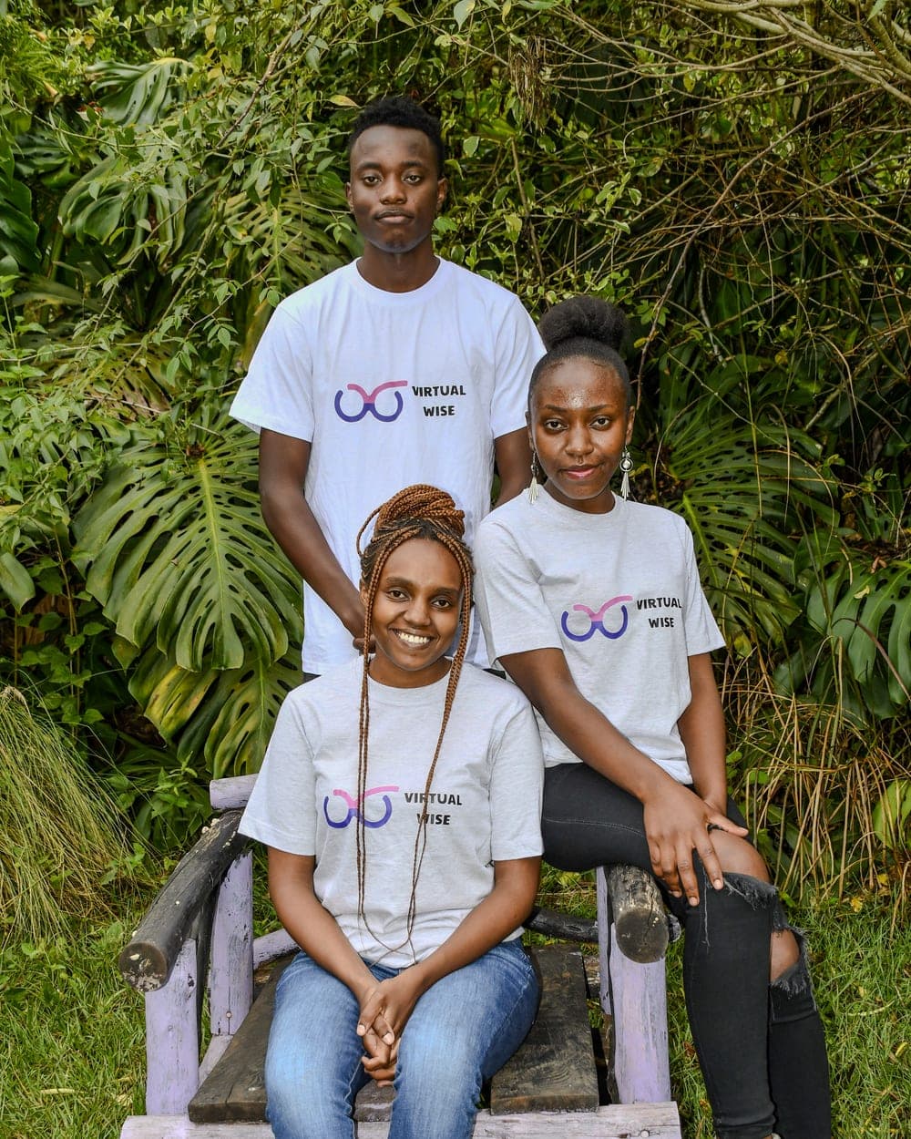 Three Virtual Wise team members in Kenya