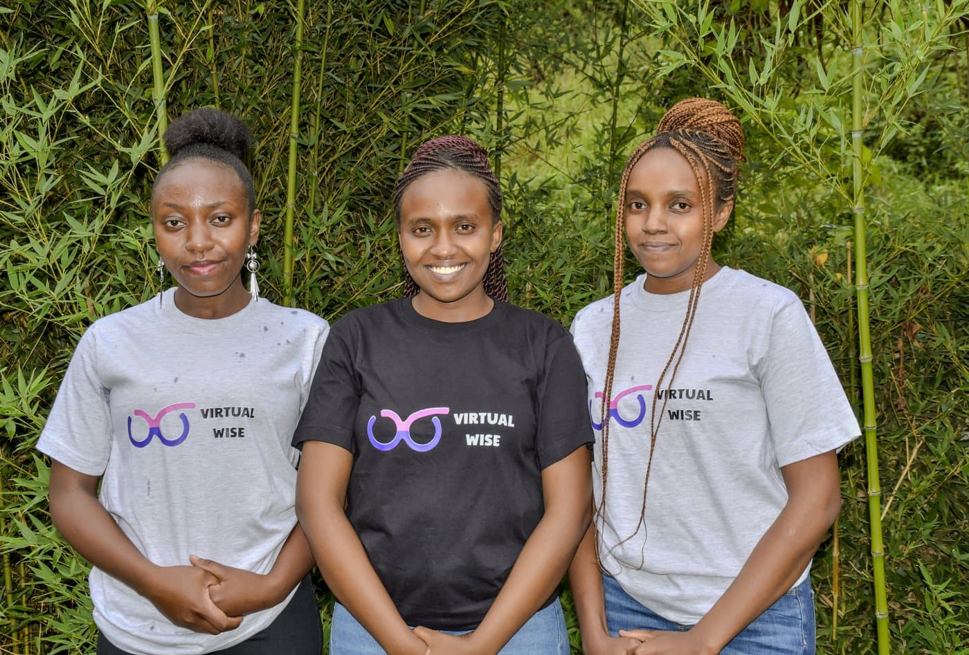 Women of the Virtual Wise team in branded t-shirts